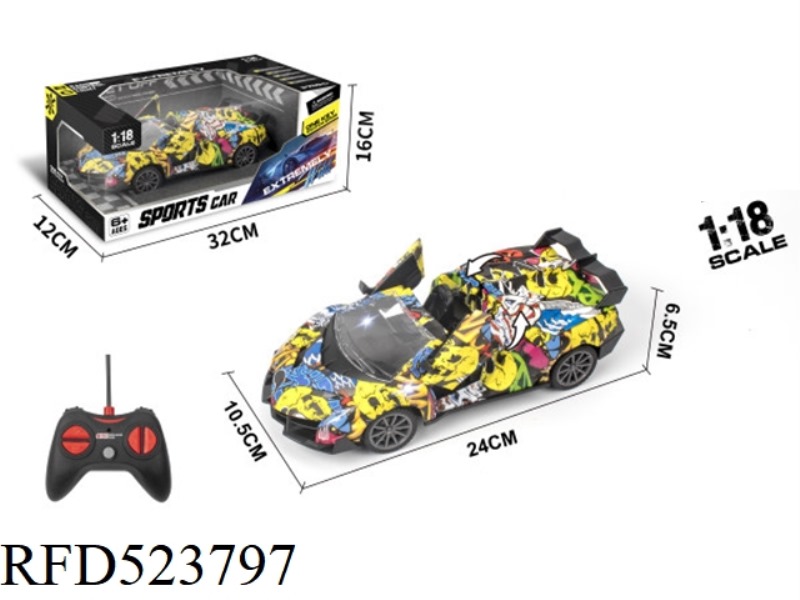 1:18 FIVE-WAY REMOTE CONTROL ONE-BUTTON CONVERTIBLE GRAFFITI CAR (NO ELECTRICITY INCLUDED)