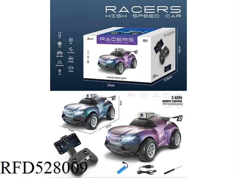 CARTOON REMOTE CONTROL CAR (CAMERA VERSION) GRADIENT PURPLE, GRADIENT GREEN