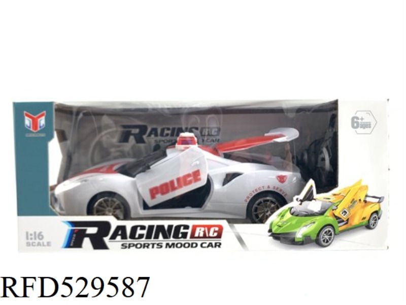 FERRARI POLICE CAR ONE-BUTTON THREE-DOOR REMOTE CONTROL CAR (1:16)
