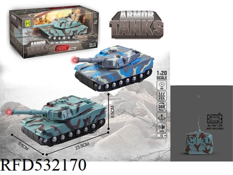 1:20 FOUR-WAY LIGHT AND MUSIC REMOTE CONTROL TANK (NOT INCLUDE)