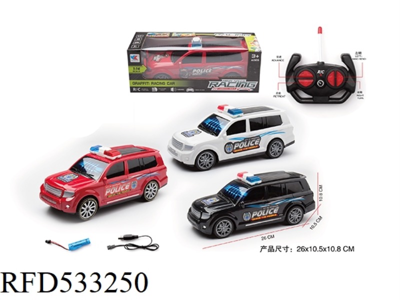 TOYOTA BADO 1:16 FOUR-CHANNEL LARGE OFF-ROAD CAR WITH 3D LIGHTS POLICE CAR (ELECTRIC 3.7V WITH USB C