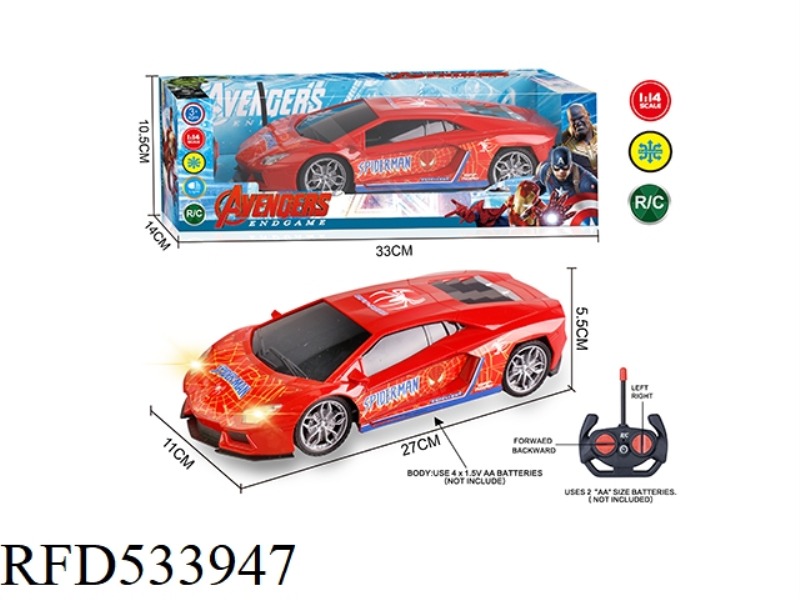 27MHZ 1:14 FOUR-PASS BAND HEADLIGHTS SPIDER-MAN LAMBORGHINI REMOTE CONTROL CAR (NOT INCLUDE)