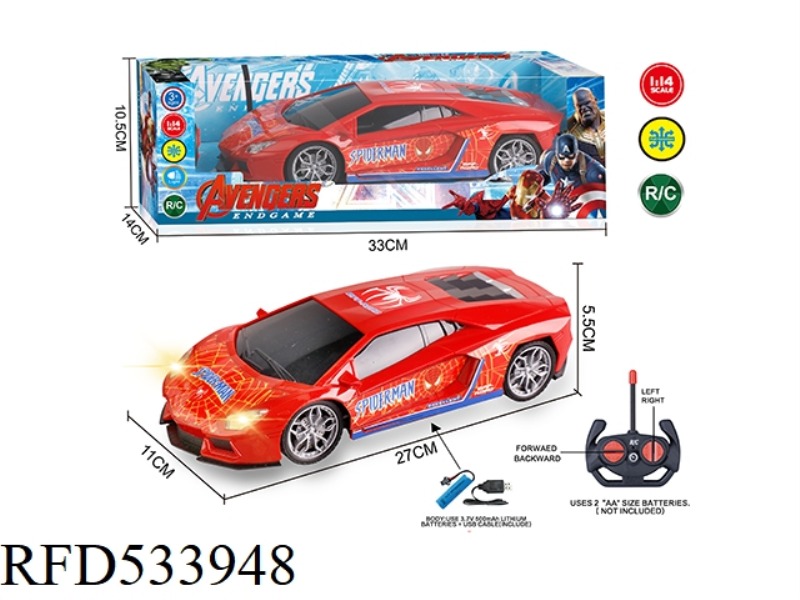 27MHZ 1:14 FOUR-PASS BAND HEADLIGHTS SPIDER-MAN LAMBORGHINI REMOTE CONTROL CAR (INCLUDE)