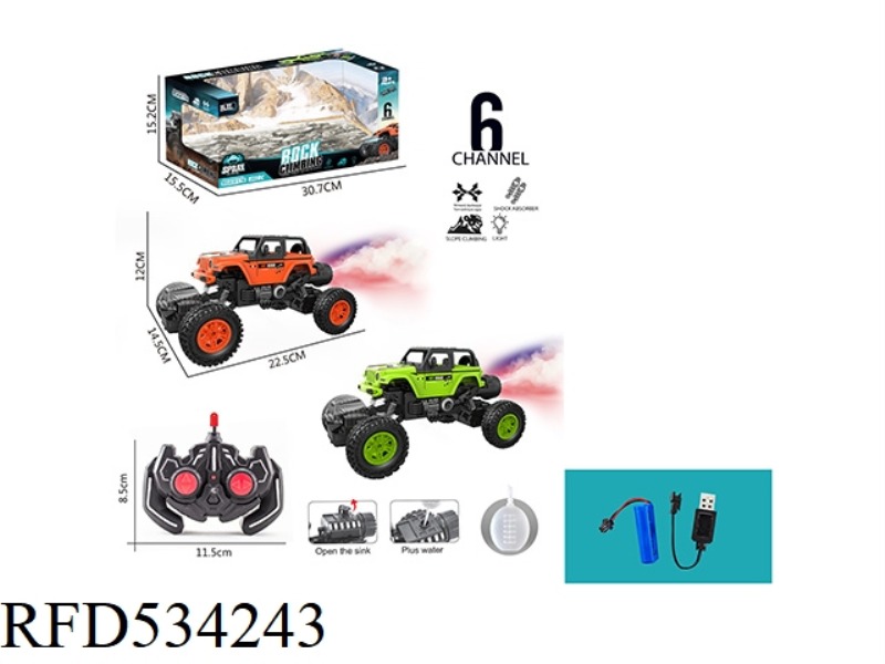 1:16 SIX-CHANNEL FOUR-WHEELED OFF-ROAD CLIMBING CAR WITH LIGHT SPRAY