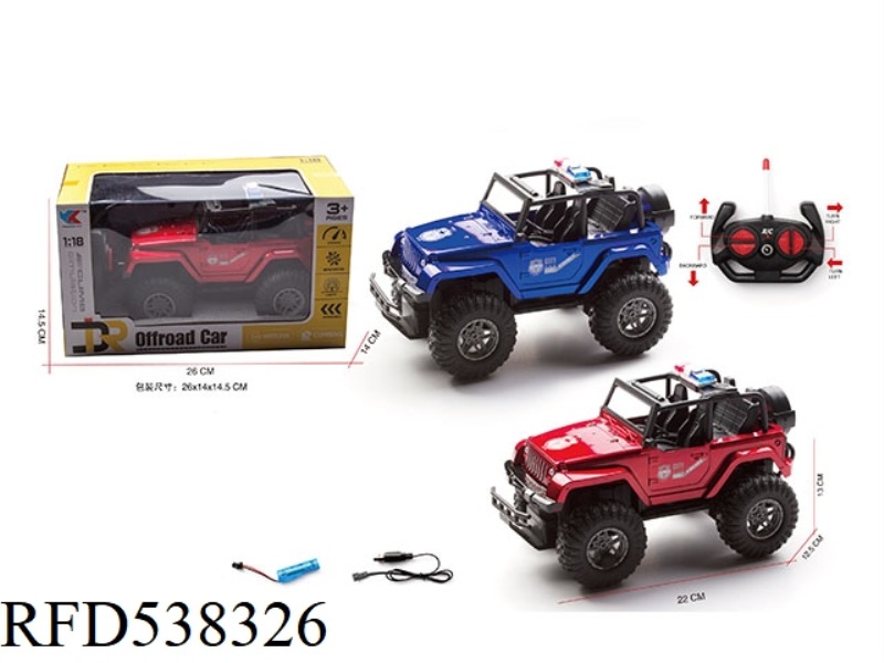 1:18 FOUR-CHANNEL JEEP REMOTE CONTROL POLICE CAR WITH FRONT LIGHT