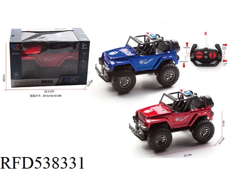 1:18 FOUR-CHANNEL JEEP REMOTE CONTROL POLICE CAR WITH FRONT LIGHT (NOT INCLUDED)