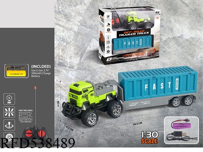 1:30 FOUR-CHANNEL LIGHT TRACTOR REMOTE CONTROL CAR (PACK 3.7V LITHIUM +USB CABLE)