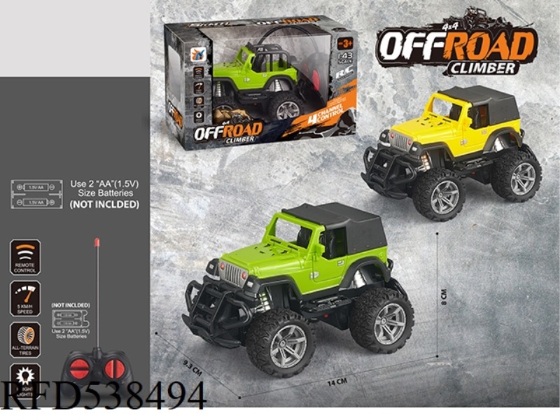 1:43 FOUR WAY LIGHT SIMULATION WRANGLER REMOTE CONTROL CAR