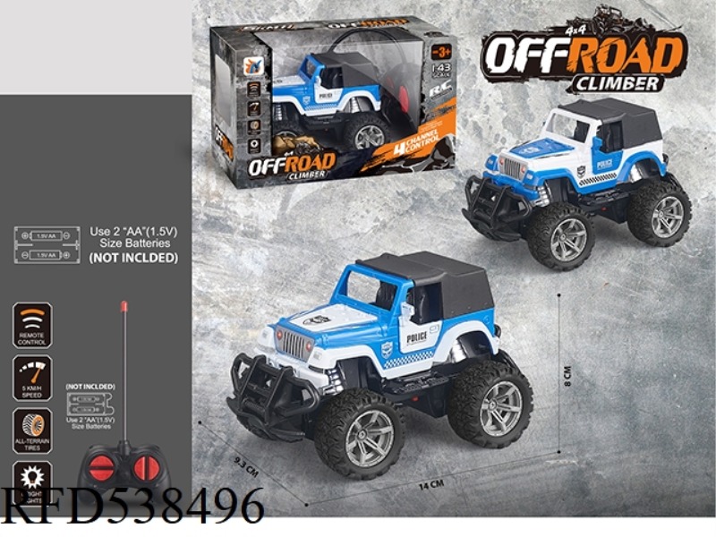 1:43 FOUR WAY LIGHT POLICE CAR WRANGLER REMOTE CONTROL CAR