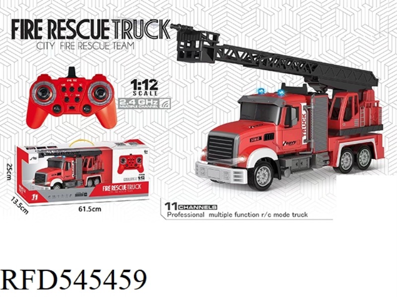2.4G/ 1:12 FREQUENCY 11 LIGHT MUSIC REMOTE CONTROL SPRINKLER LADDER FIRE TRUCK