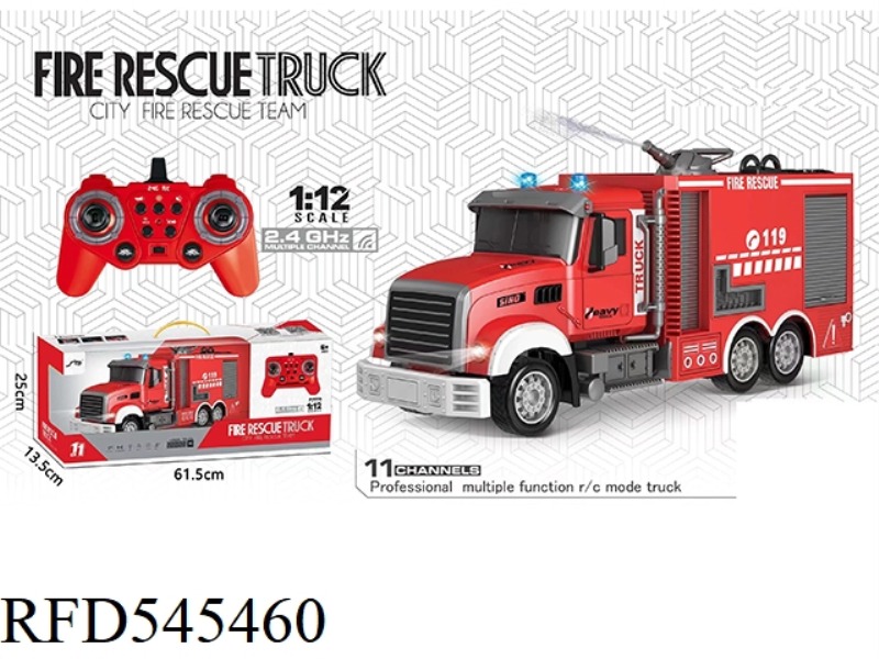 2.4G/ 1:12 FREQUENCY 11 REMOTE CONTROL LIGHT MUSIC WATER CANNON SPRINKLER FIRE TRUCK