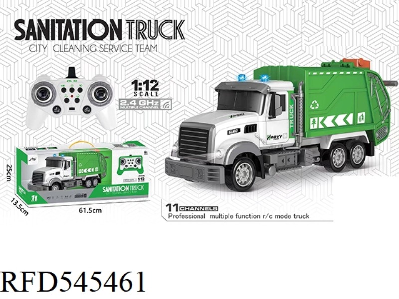 2.4G/ 1:12 FREQUENCY ELEVEN ONE REMOTE CONTROL LIGHTING MUSIC SANITATION GARBAGE TRUCK