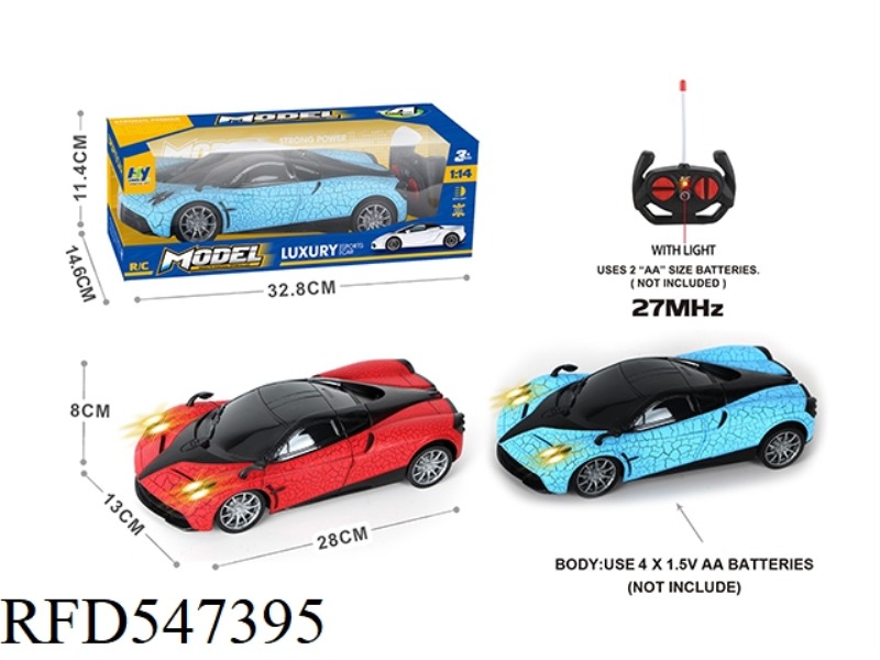 1:14 FOUR BELT HEADLIGHT PAGANI CRACK REMOTE CONTROL CAR, RED, BLUE 2 COLORS MIXED (NO ELECTRICITY I