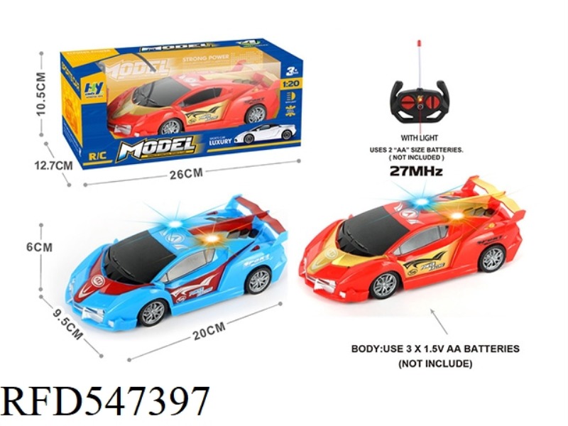 1:20 FOUR-PASS BAND 3D LIGHT POISON REMOTE CONTROL RACING CAR, RED AND BLUE 2 COLORS MIXED (NO ELECT