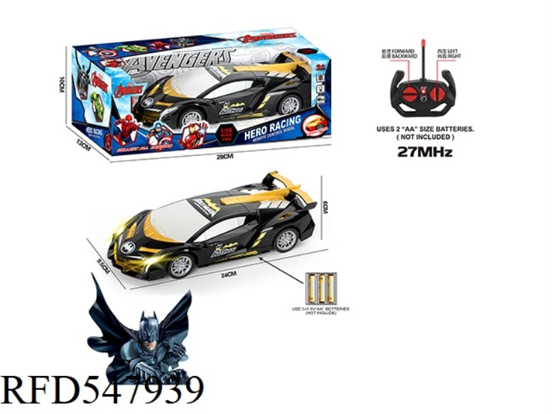 27MHZ 1:16 FOUR-PASS BAND HEADLIGHTS BATMAN POISON REMOTE CONTROL CAR (NOT INCLUDE）