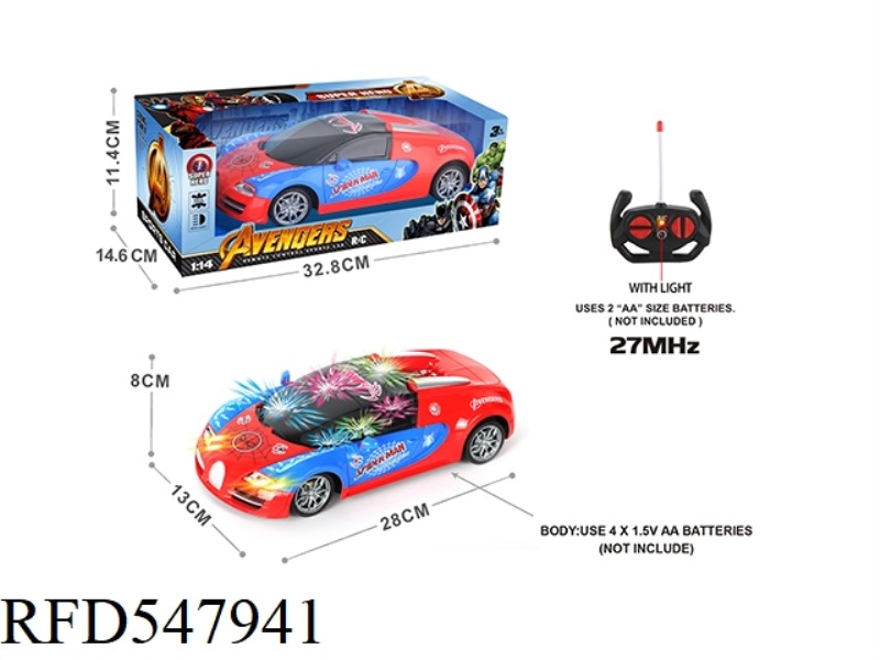 1:14 FOUR-PASS BAND 3D LIGHTS, HEADLIGHTS SPIDER-MAN REMOTE CONTROL CAR (NOT INCLUDE）