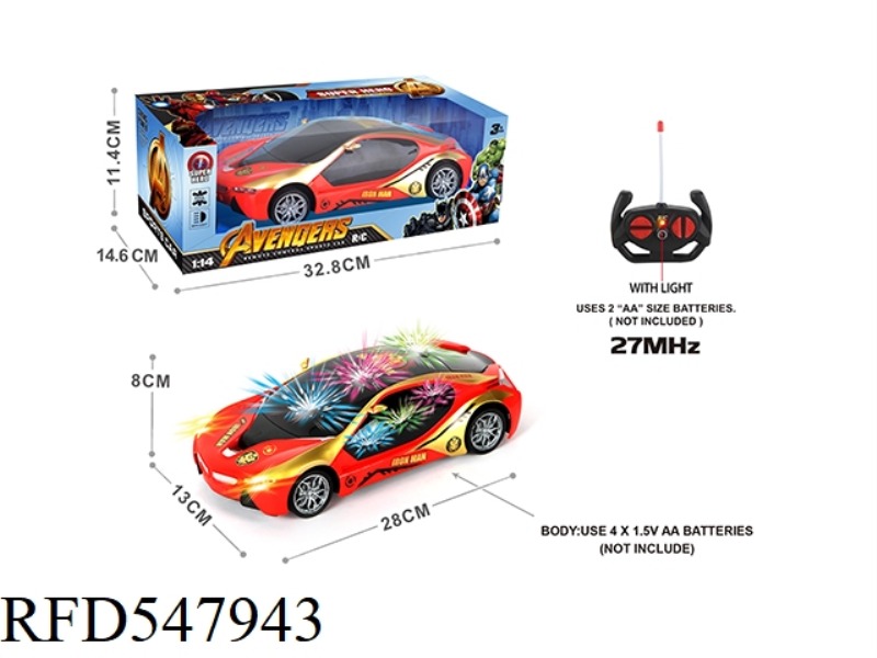 1:14 FOUR-PASS BAND 3D LIGHTS, HEADLIGHTS IRON MAN REMOTE CONTROL CAR (NOT INCLUDE）