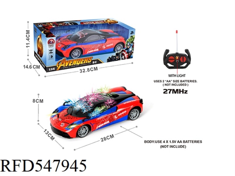 1:14 FOUR-PASS BAND 3D LIGHTS, HEADLIGHTS SPIDER-MAN REMOTE CONTROL CAR (NOT INCLUDE）