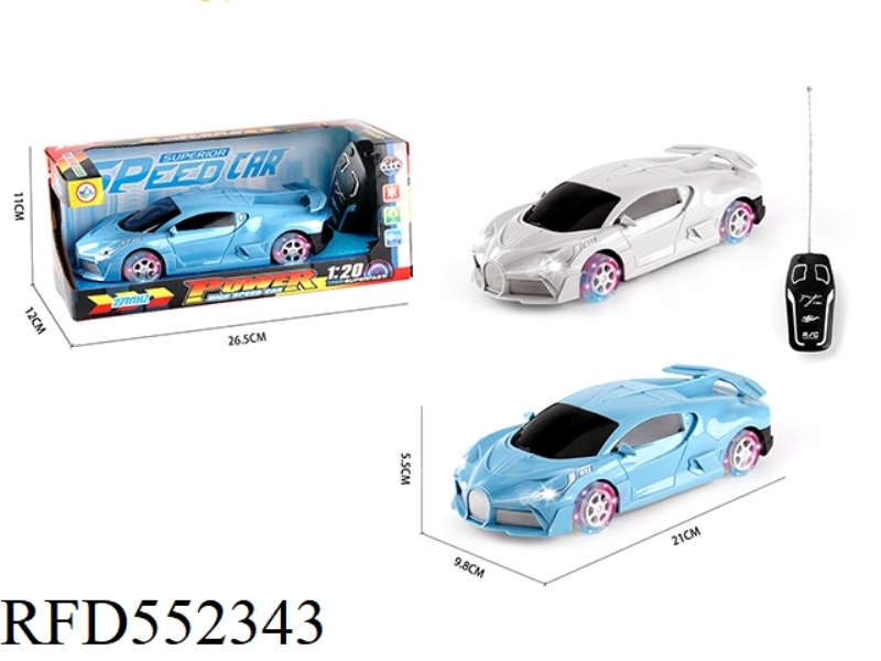1:20 TWO-CHANNEL BUGATTI REMOTE CONTROL CAR+HEADLIGHTS+FOUR-WHEEL LANTERNS