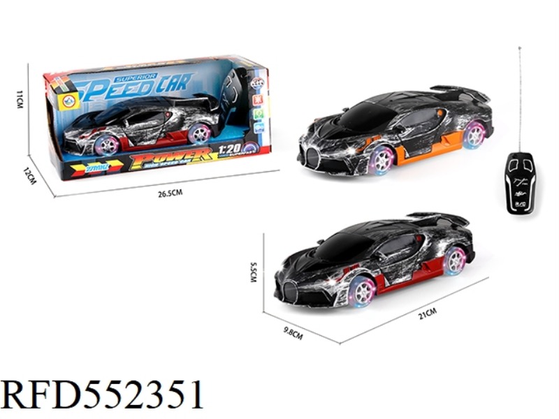 1:20 TWO-CHANNEL BUGATTI REMOTE CONTROL CAR+HEADLIGHTS+FOUR-WHEEL LANTERNS