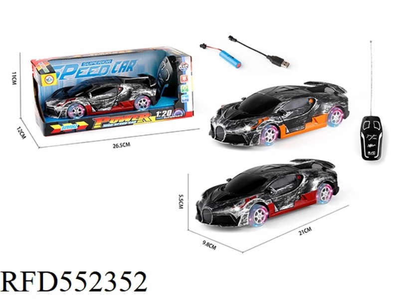 1:20 TWO-CHANNEL BUGATTI REMOTE CONTROL CAR+HEADLIGHTS+FOUR-WHEEL LANTERNS