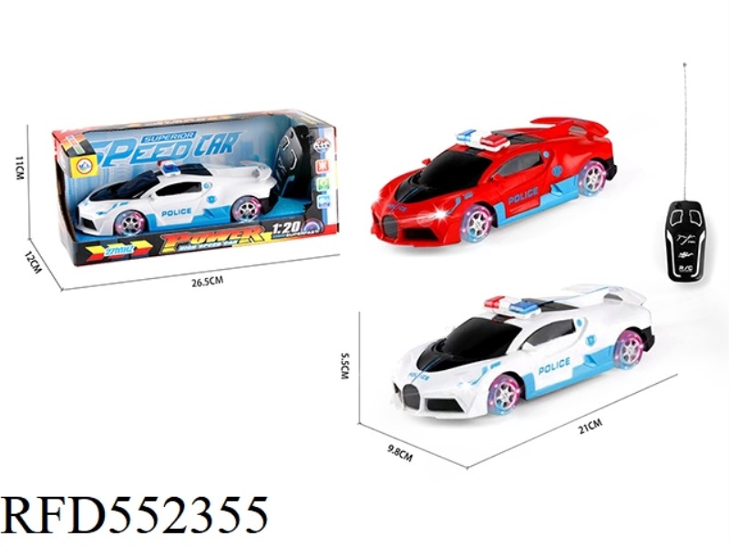 1:20 TWO-CHANNEL BUGATTI REMOTE CONTROL POLICE CAR+HEADLIGHTS+FOUR-WHEEL LANTERNS