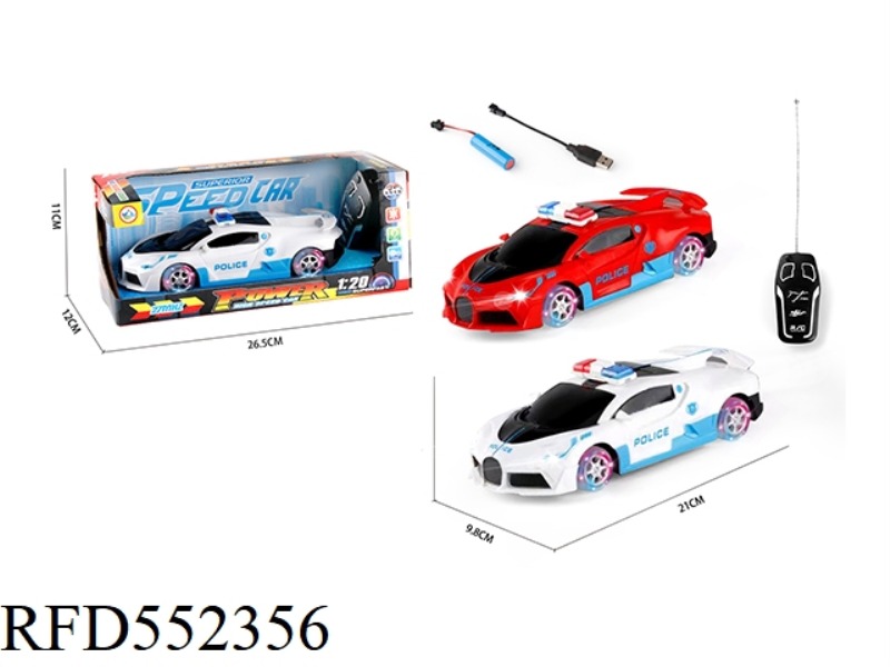 1:20 TWO-CHANNEL BUGATTI REMOTE CONTROL POLICE CAR+HEADLIGHTS+FOUR-WHEEL LANTERNS