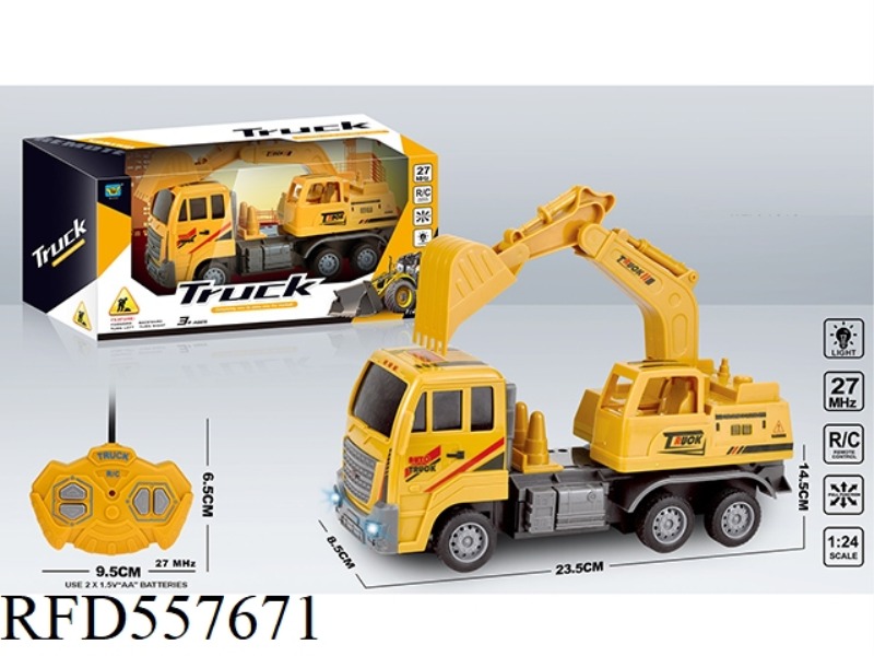 1:24 ENGINEERING EXCAVATOR FOUR LIGHT REMOTE CONTROL CAR