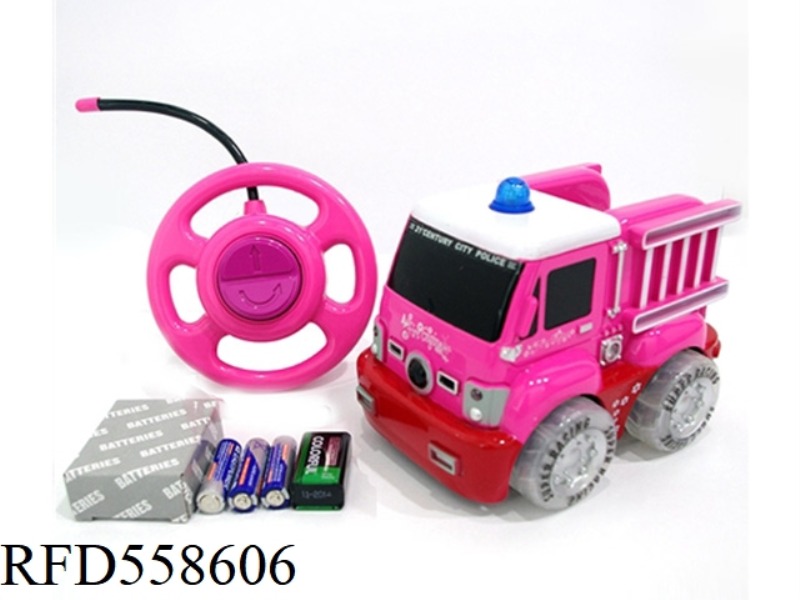 TWO REMOTE CONTROL PADDLE WHEEL BABYRENE FIRE RESCUE POLICE CAR