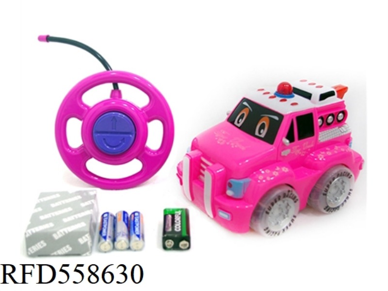 TWO REMOTE CONTROL PADDLE WHEEL CARTOON BABRENE PROJECT POLICE CAR