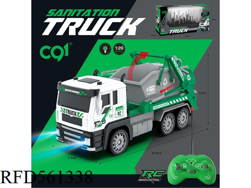 1:20 Four-way light sanitation garbage disposal truck