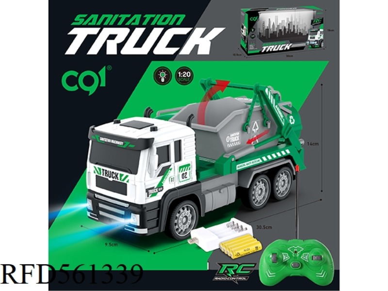 1:20 Four-way light sanitation garbage disposal truck