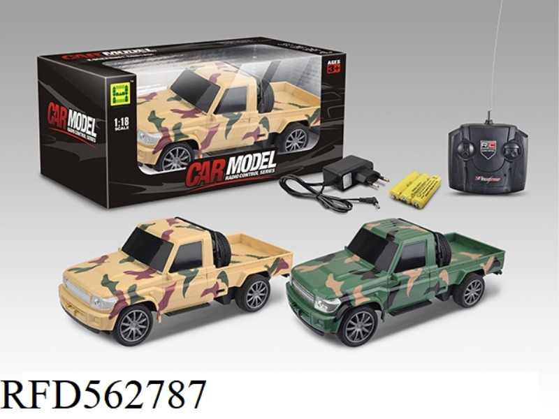 1:18 PICKUP TRUCK MILITARY FOUR-WAY LIGHT REMOTE CONTROL CAR