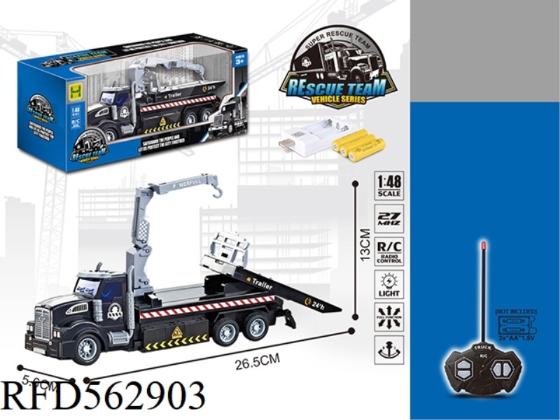 1:48 FOUR-WAY LIGHT REMOTE CONTROL AMERICAN RESCUE AND CLEARING FLATBED CAR