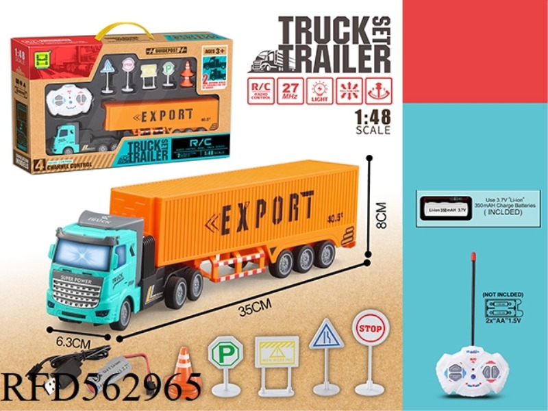 EUROPEAN 1:48 FOUR-WAY LIGHT CONTAINER TRAILER