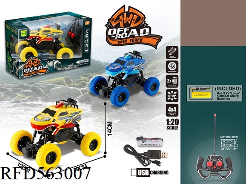 1:20 SHARK PAD PRINT FOUR WAY BIGFOOT REMOTE CONTROL CAR