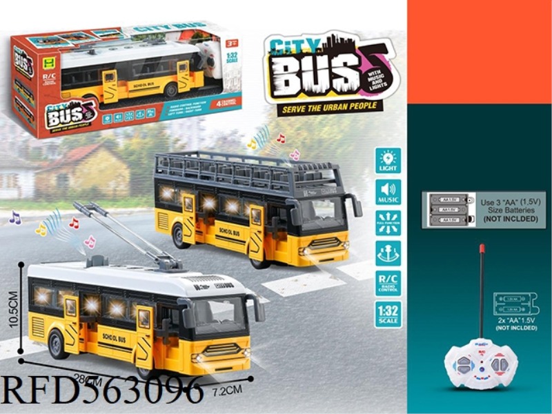 1:32 FOUR-WAY LIGHT MUSIC BUS REMOTE CONTROL CAR