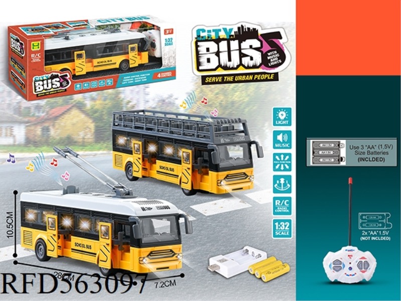 1:32 FOUR-WAY LIGHT MUSIC BUS REMOTE CONTROL CAR