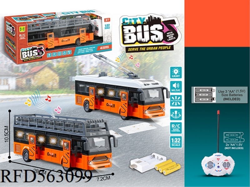 1:32 FOUR-WAY LIGHT MUSIC BUS REMOTE CONTROL CAR