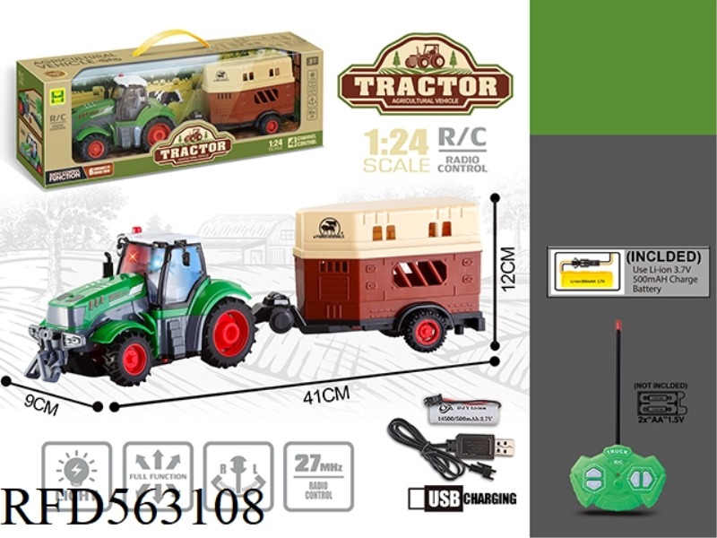 1:24 FOUR-WAY LIGHT FARMERS TOWED REMOTE CONTROL CAR