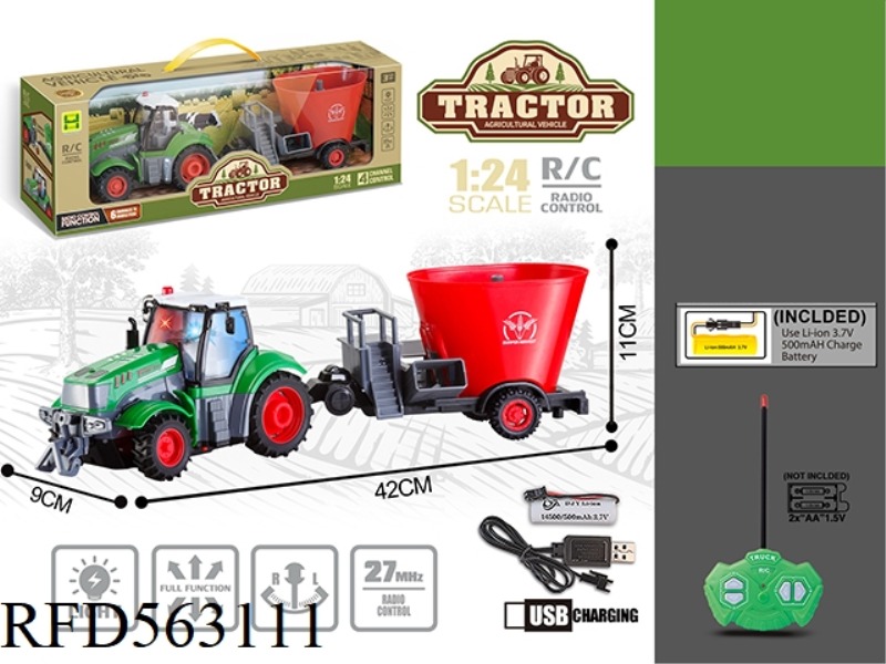 1:24 FOUR-WAY LIGHT FARMERS TOWED REMOTE CONTROL CAR