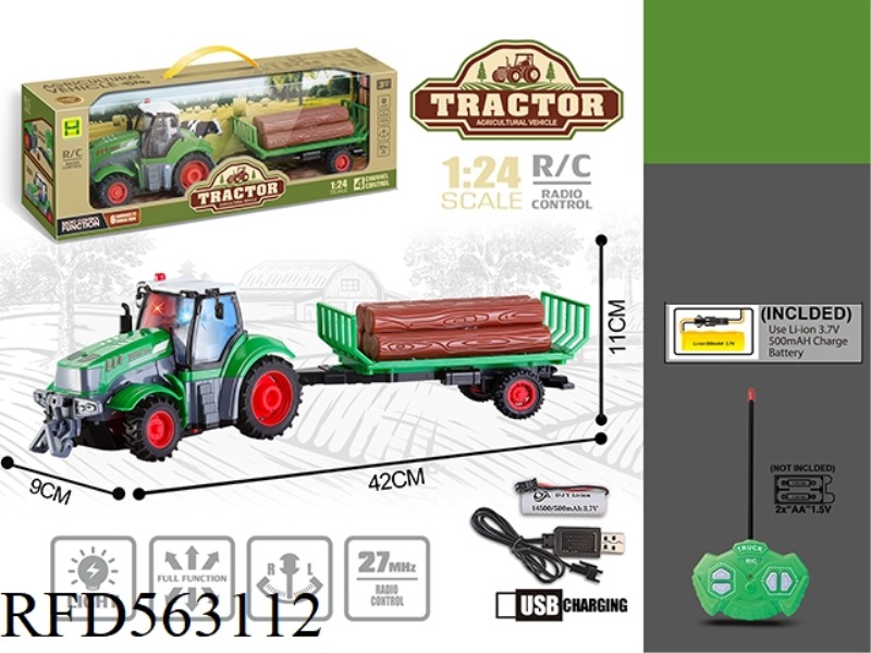 1:24 FOUR-WAY LIGHT FARMERS TOWED REMOTE CONTROL CAR
