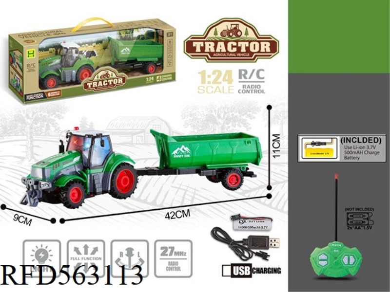 1:24 FOUR-WAY LIGHT FARMERS TOWED REMOTE CONTROL CAR