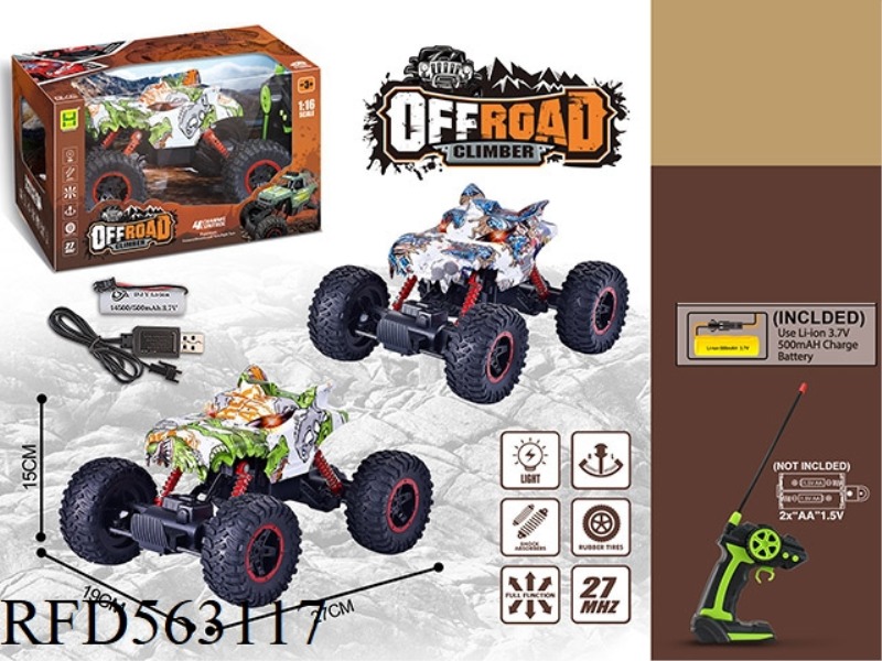 1:16 FOUR-WAY LIGHT WATERMARK WOLFHEAD BIGFOOT REMOTE CONTROL CAR