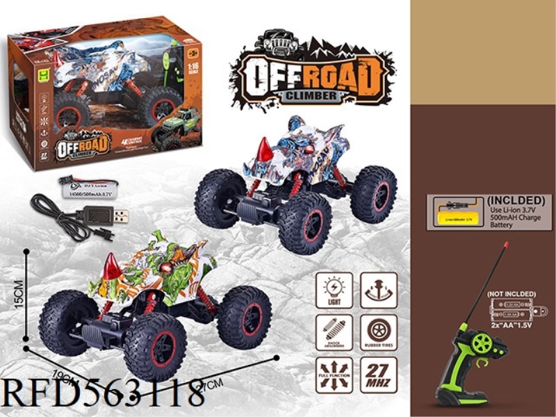 1:16 FOUR-WAY LIGHT WATERMARK RHINO BIGFOOT REMOTE CONTROL CAR