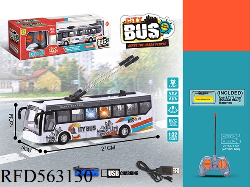 1:32 FOUR-WAY LIGHT SINGLE SECTION CITY BUS REMOTE CONTROL CAR