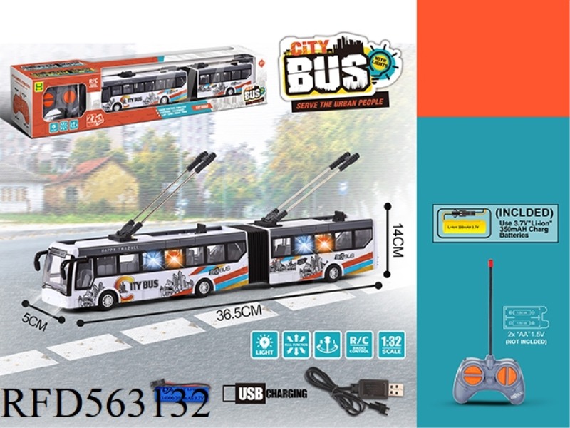 1:32 FOUR-WAY LIGHT DOUBLE SECTION CITY BUS REMOTE CONTROL CAR