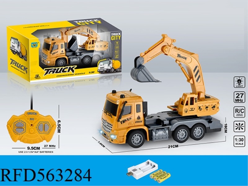 1:30 ENGINEERING EXCAVATOR FOUR LIGHT REMOTE CONTROL CAR
