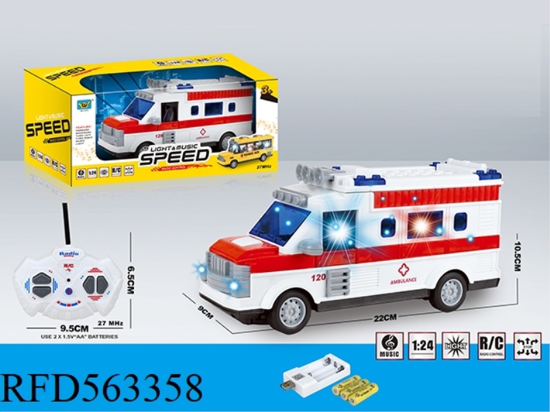1:24 FOUR-WAY LIGHT MUSIC AMBULANCE REMOTE CONTROL CAR