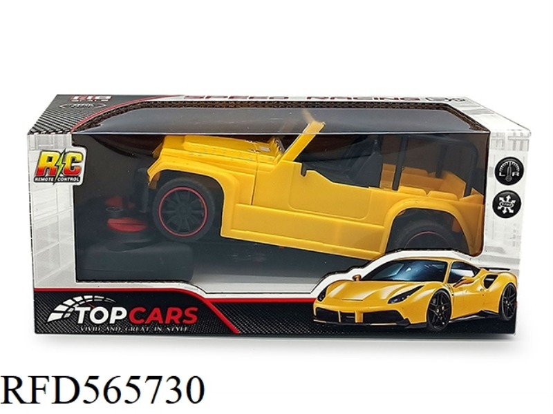 FOUR WAY REMOTE CONTROL VEHICLE WITH LIGHT, RED AND YELLOW, 2 COLORS, NO CHARGE FREQUENCY 27
